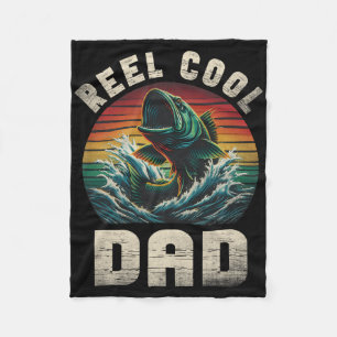 Reel Cool Dad Fishing Daddy Father's Day Fisherman Fleece Blanket