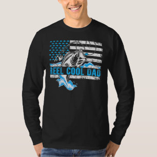 Reel Cool Dad Fishing Fisherman American Flag Fath T-Shirt