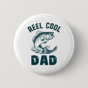 Reel Cool Dad Fishing Grandpa Vintage Style Daddy 6 Cm Round Badge