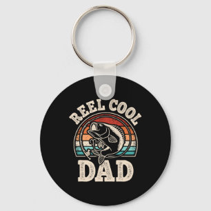 Reel Cool Dad Fishing Papa Vintage Daddy Fathers D Key Ring