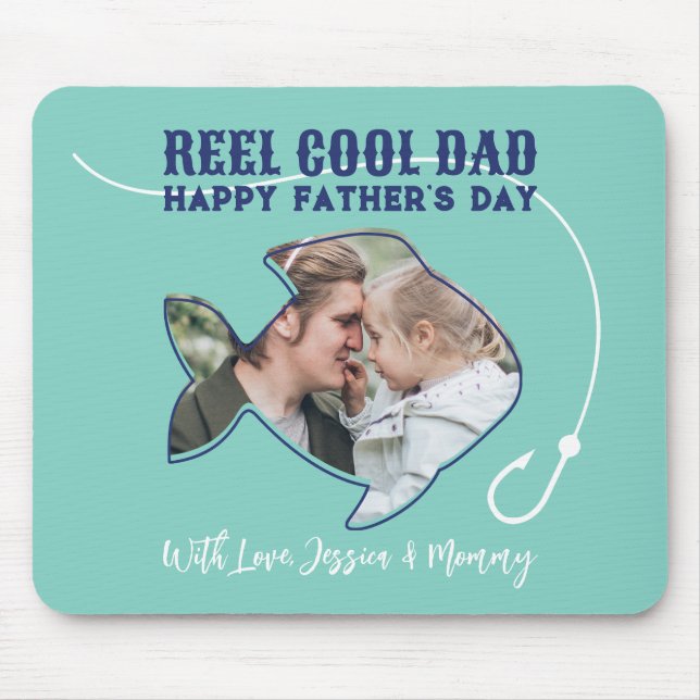 Reel Cool Dad Fishing Pun Humour Funny Father's Da Mouse Pad (Front)