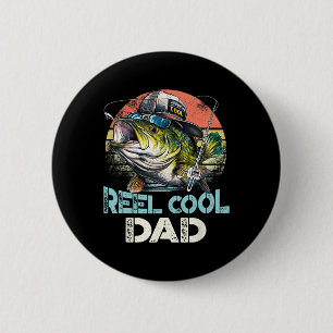 Reel Cool Dad Fishing Vintage Retro Father's Day  6 Cm Round Badge