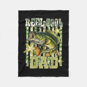 Reel cool dad funny fishing bass (on back) fleece blanket