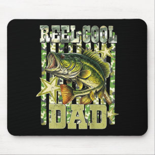 Reel cool dad funny fishing bass (on back) mouse pad