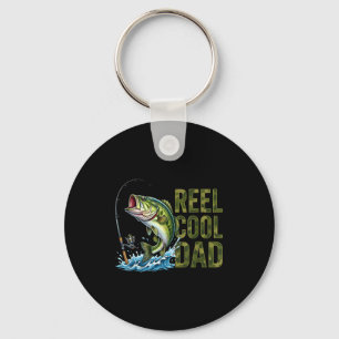 Reel cool dad funny fishing dad bass fishing key ring