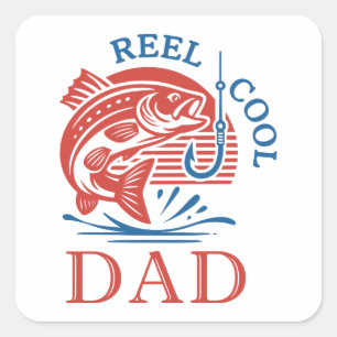 Reel Cool Dad Funny Fishing Pun Father's Day Square Sticker