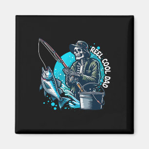 Reel Cool Dad Funny Skeleton Fishing Dad Father's Magnet