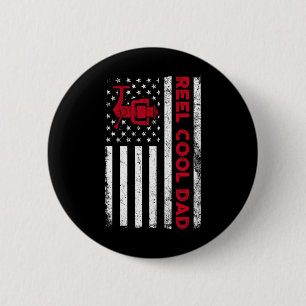 Reel Cool Dad Shirt American Flag Fly Fishing Spin 6 Cm Round Badge