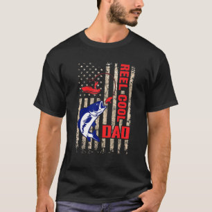 Reel Cool Dad Vintage American Flag 4th Of July T-Shirt