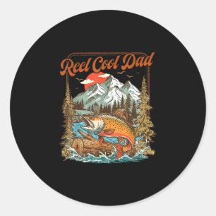 Reel cool dad vintage fishing rainbow trout classic round sticker