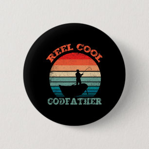 Reel Cool Godfather Fishing Funny Vintage Retro 6 Cm Round Badge