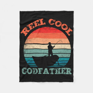 Reel Cool Godfather Fishing Funny Vintage Retro Fleece Blanket