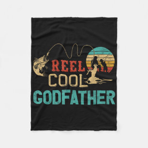 Reel Cool Godfather Vintage Funny Fishing Rod Gift Fleece Blanket