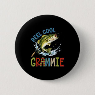Reel cool grammie fishing grammie birthday vintage 6 cm round badge