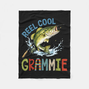 Reel cool grammie fishing grammie birthday vintage fleece blanket