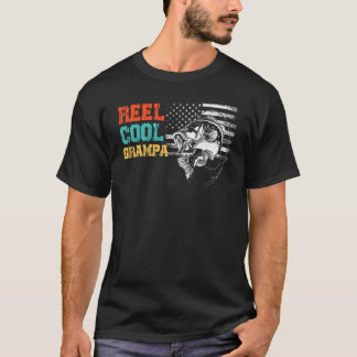 Reel Cool Grampa Fisherman Fishing Fathers Day 4th T-Shirt