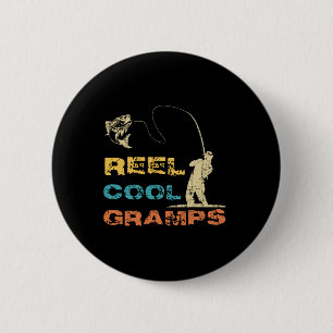 Reel Cool Gramps Fisherman Vintage Fathers Day Fis 6 Cm Round Badge