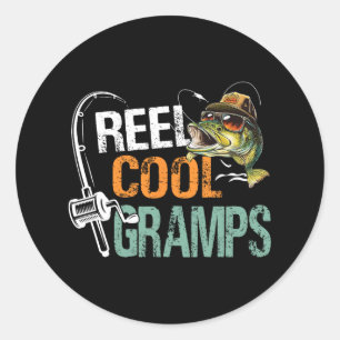 Reel Cool Gramps Fishing Gramps Birthday Vintage Classic Round Sticker