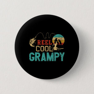 Reel Cool Grampy Vintage Funny Fishing Rod Gift Fo 6 Cm Round Badge