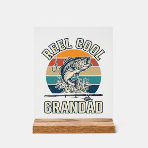 Reel Cool Grandad Fishing Vintage Sunset Shirt_1 Acrylic Sign