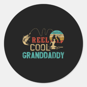 Reel Cool Granddaddy Vintage Funny Fishing Rod Gif Classic Round Sticker