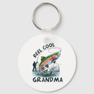 Reel Cool Grandma Birthday Party Fishing Matching  Key Ring