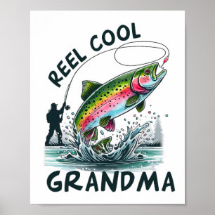 Reel Cool Grandma Birthday Party Fishing Matching Poster