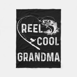 Reel Cool Grandma Retro Fishing Lover For Mothers Fleece Blanket
