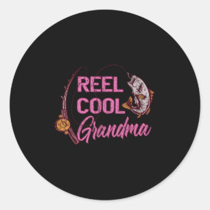 Reel Cool Grandma Woman Anglers Fishing  Classic Round Sticker