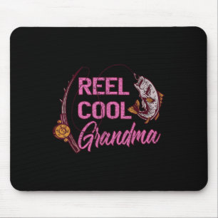 Reel Cool Grandma Woman Anglers Fishing Mouse Pad
