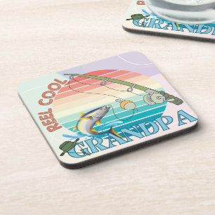 Reel Cool Grandpa Best Grandpa Ever Personalized Coaster
