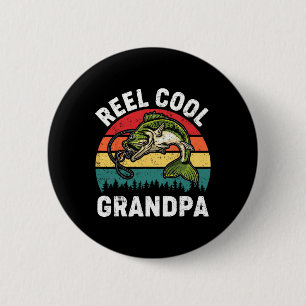 Reel Cool Grandpa Fathers Day Fishing Shirt Funny  6 Cm Round Badge