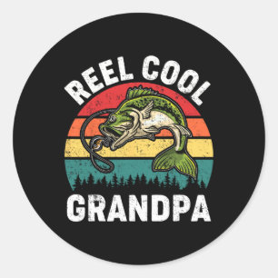 Reel Cool Grandpa Fathers Day Fishing Shirt Funny Classic Round Sticker