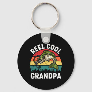Reel Cool Grandpa Fathers Day Fishing Shirt Funny Key Ring