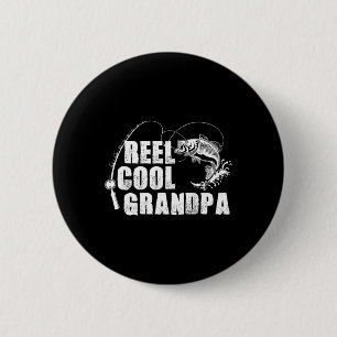 Reel Cool Grandpa - Fishing Gift For Dad Or Grandp 6 Cm Round Badge