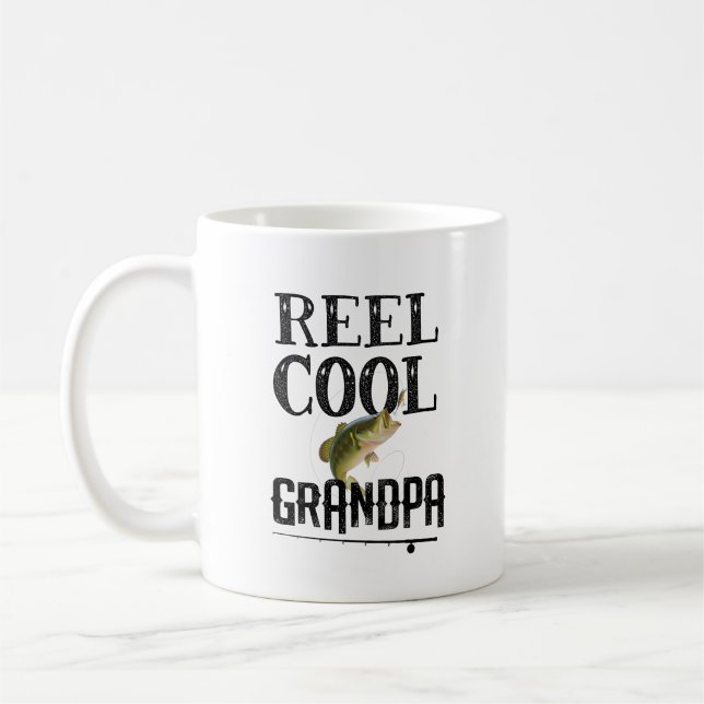 Reel Cool Grandpa Funny Fishing Pun Grandpa Mens Coffee Mug (Left)