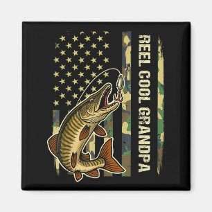 Reel Cool Grandpa Muskie Fishing Fisherman America Magnet