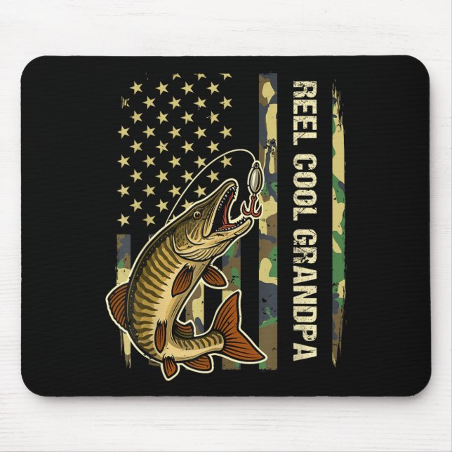 Reel Cool Grandpa Muskie Fishing Fisherman America Mouse Pad (Front)