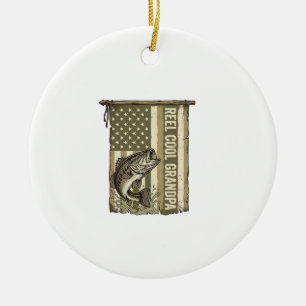 Reel Cool Grandpa Vintage Bass Fishing Shirt Desig Ceramic Ornament