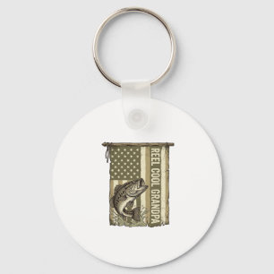 Reel Cool Grandpa Vintage Bass Fishing Shirt Desig Key Ring