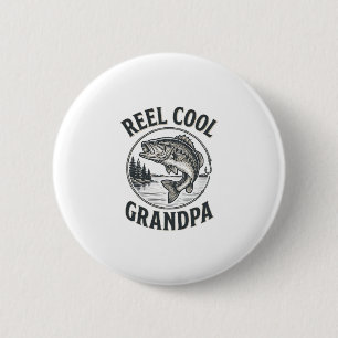 Reel Cool Grandpa Vintage Fishing Bass Shirt Desig 6 Cm Round Badge