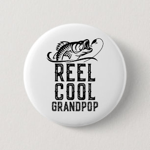 Reel Cool Grandpop Fishing Fisherman Funny Retro 6 Cm Round Badge