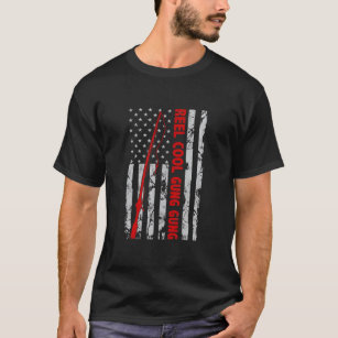 Reel Cool Gung Gung Fishing American USA Flag T-Shirt
