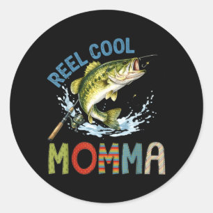 Reel Cool Momma Fishing Momma Birthday Vintage Classic Round Sticker