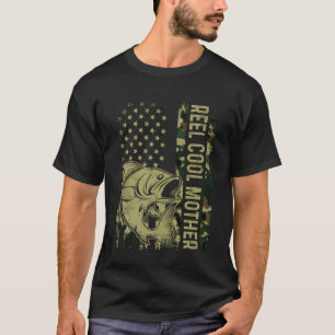Reel Cool Mother Camouflage American Flag Fishing T-Shirt