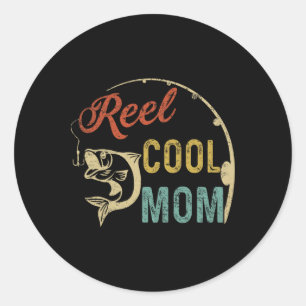 Reel Cool Mum Mama Mummy Fishing Fathers Day Vinta Classic Round Sticker