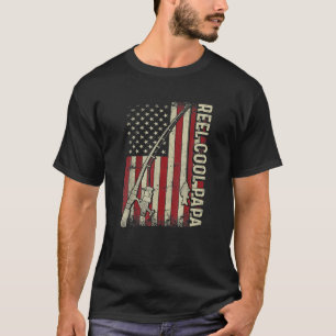 Reel Cool Papa American Flag Family Fishing Father T-Shirt