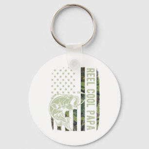 Reel Cool Papa Camouflage American Flag Fathers Da Key Ring