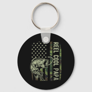 Reel Cool Papa Camouflage American Flag Fathers Da Key Ring