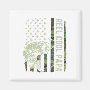 Reel Cool Papa Camouflage American Flag Fathers Da Magnet